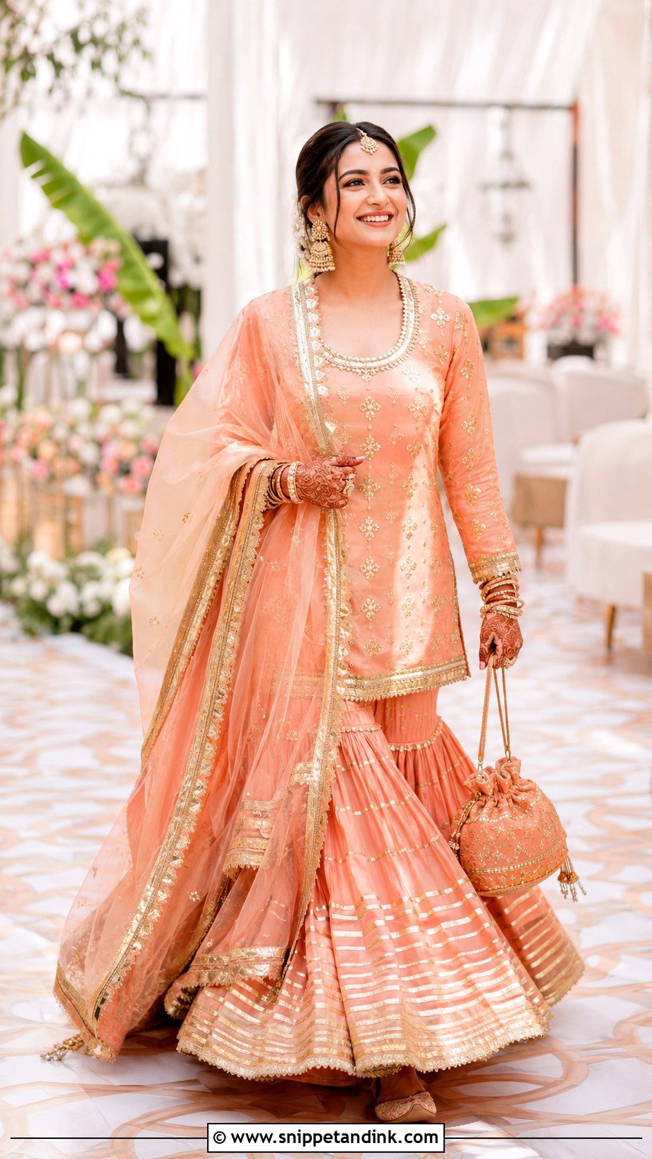 Peach Gota Patti Garara Bridal Dress - Snippet and Ink - 20 Garara Bridal Dress Ideas