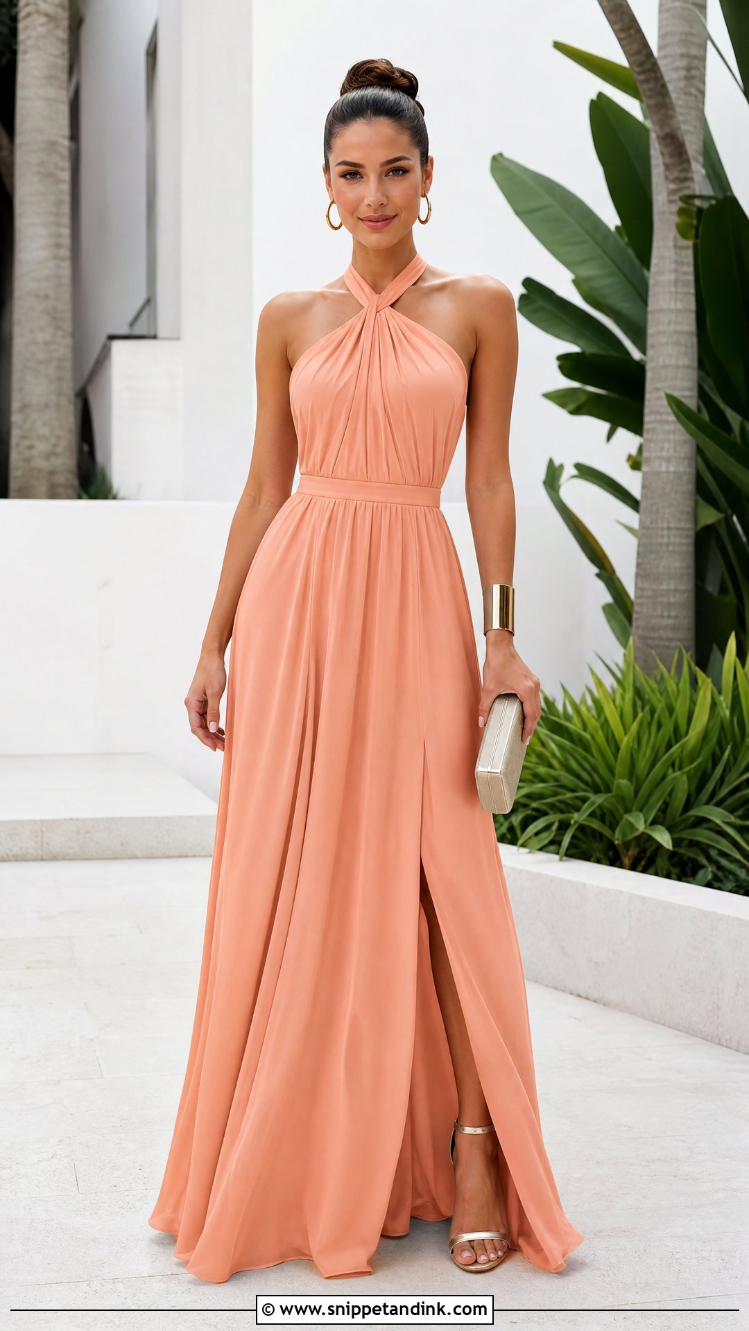 Peach Halter Neck Gown - Snippet and Ink - 20 Peach Gowns