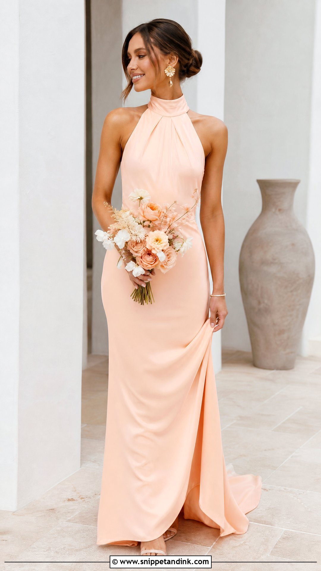 Peach Halter Wedding Dress - Snippet and Ink - 25 Peach Wedding Dress Ideas