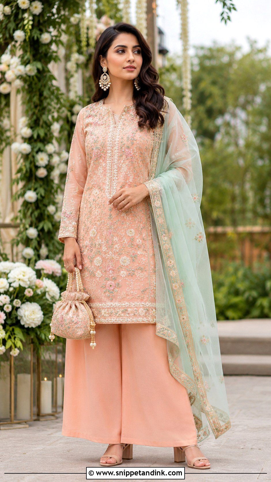 Peach Heavy Plazo Suit for Wedding - Snippet and Ink - 20 Heavy Plazo Suits for Wedding