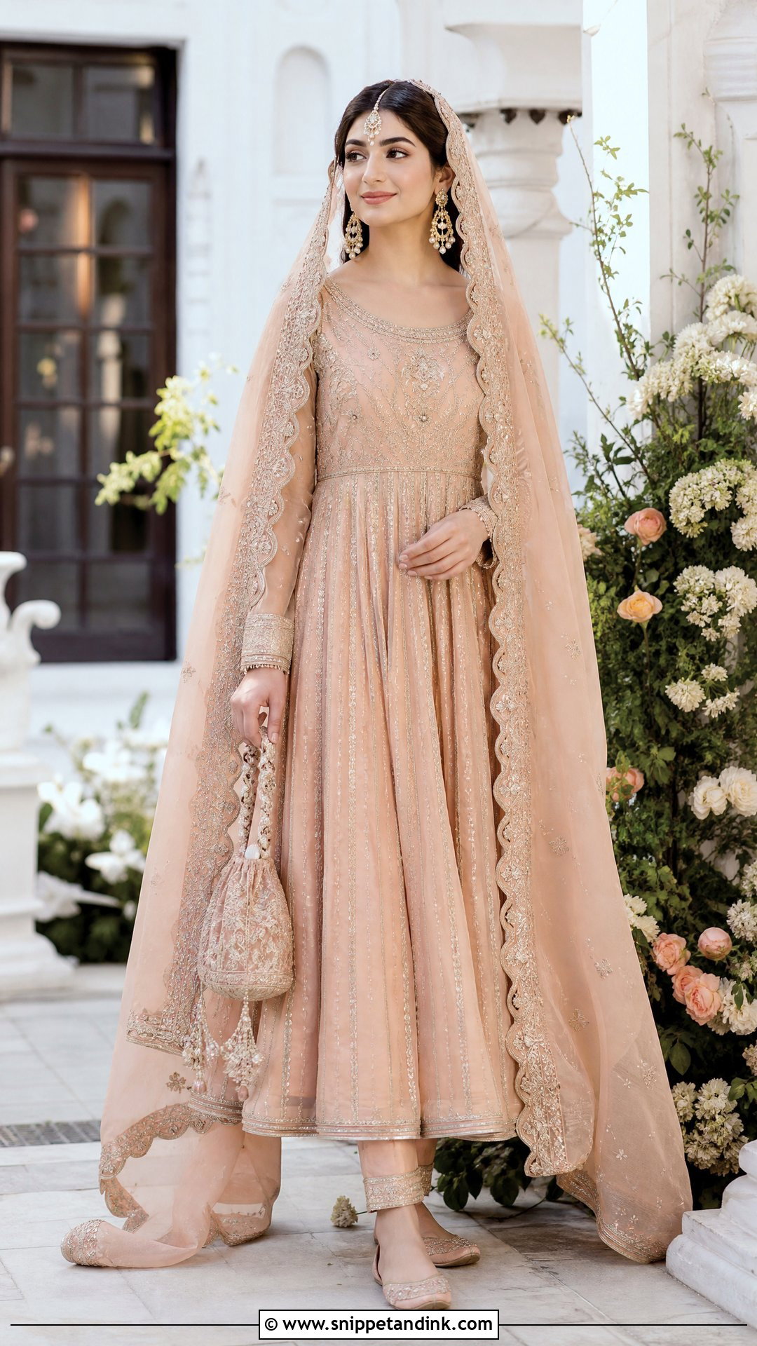 Peach Kalidar Nikah Dress - Snippet and Ink - 20 Pakistani Nikah Dress Ideas