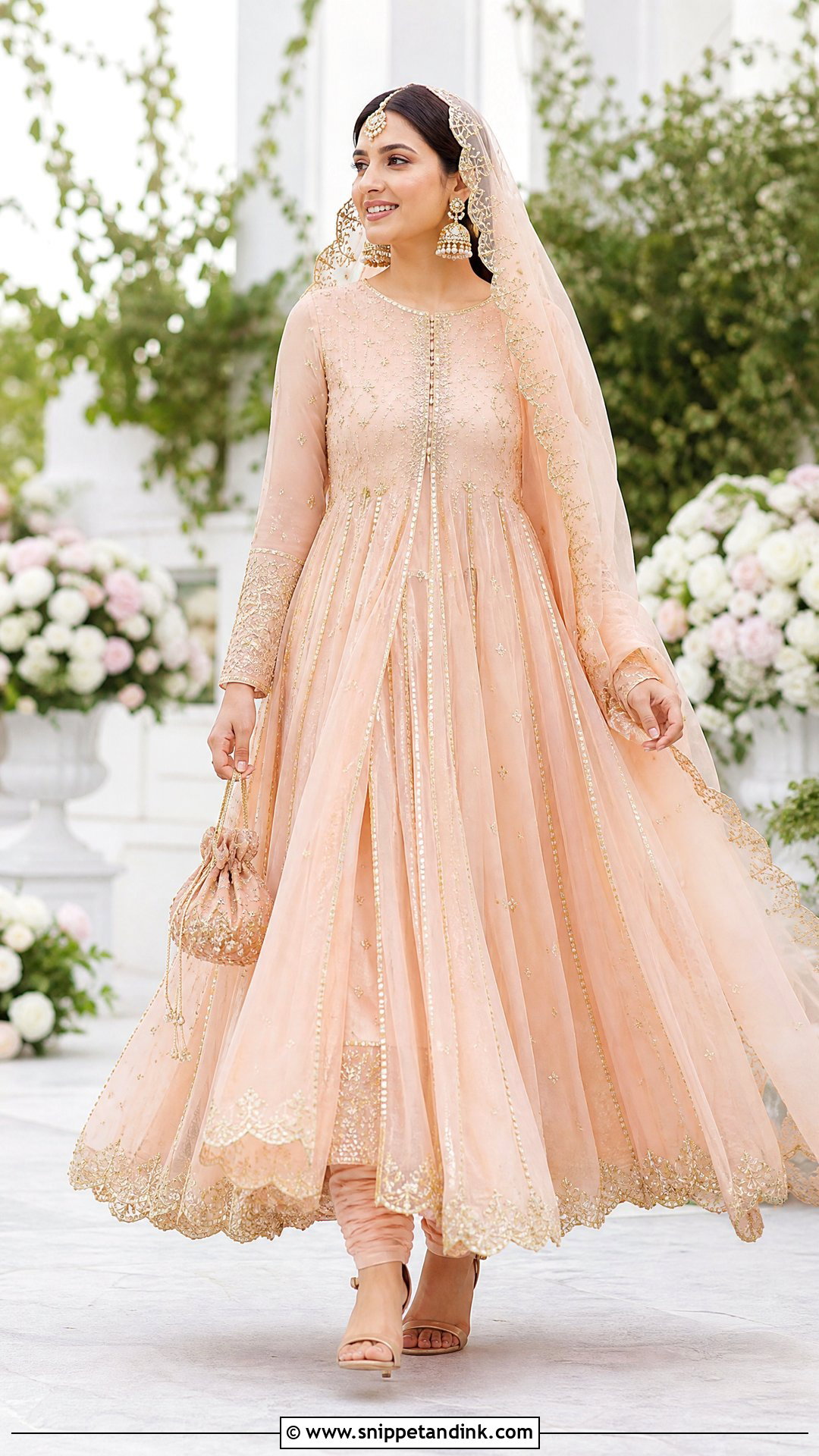 Peach Kalidar Nikkah Dress - Snippet and Ink - 20 Nikkah Wedding Dress Ideas