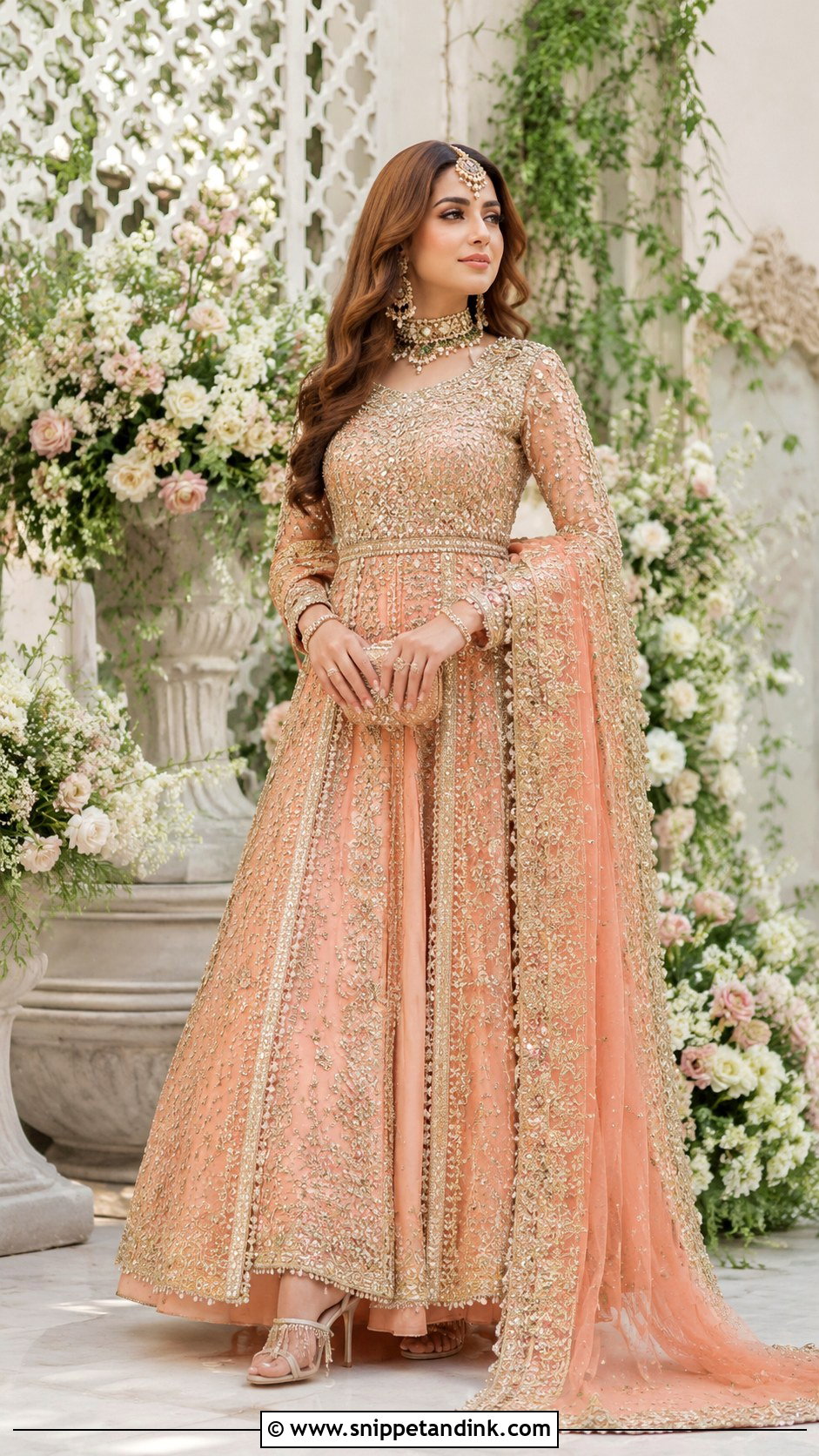 Peach Kashees Bridal Peshwas - Snippet and Ink - 20 Kashees Bridal Dresses