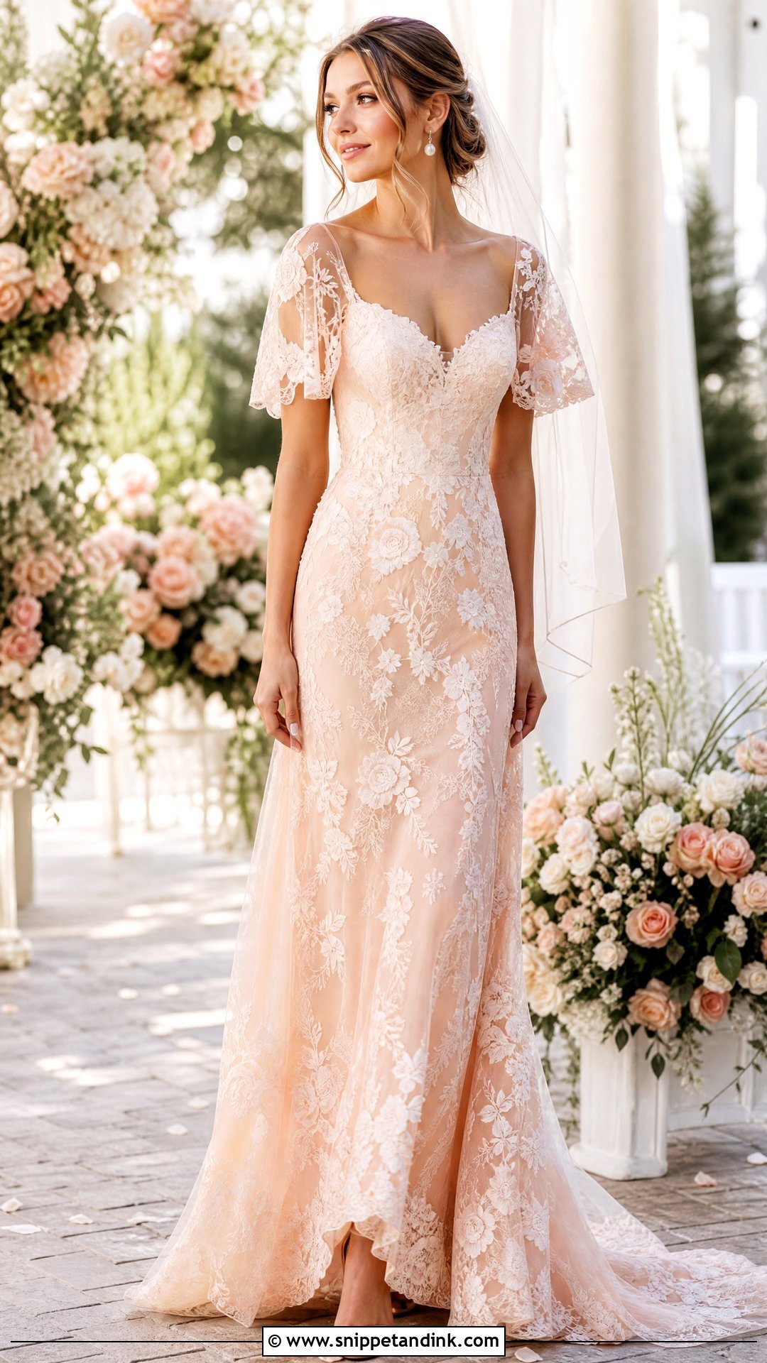 Peach Lace Wedding Dress - Snippet and Ink - 25 Peach Wedding Dress Ideas