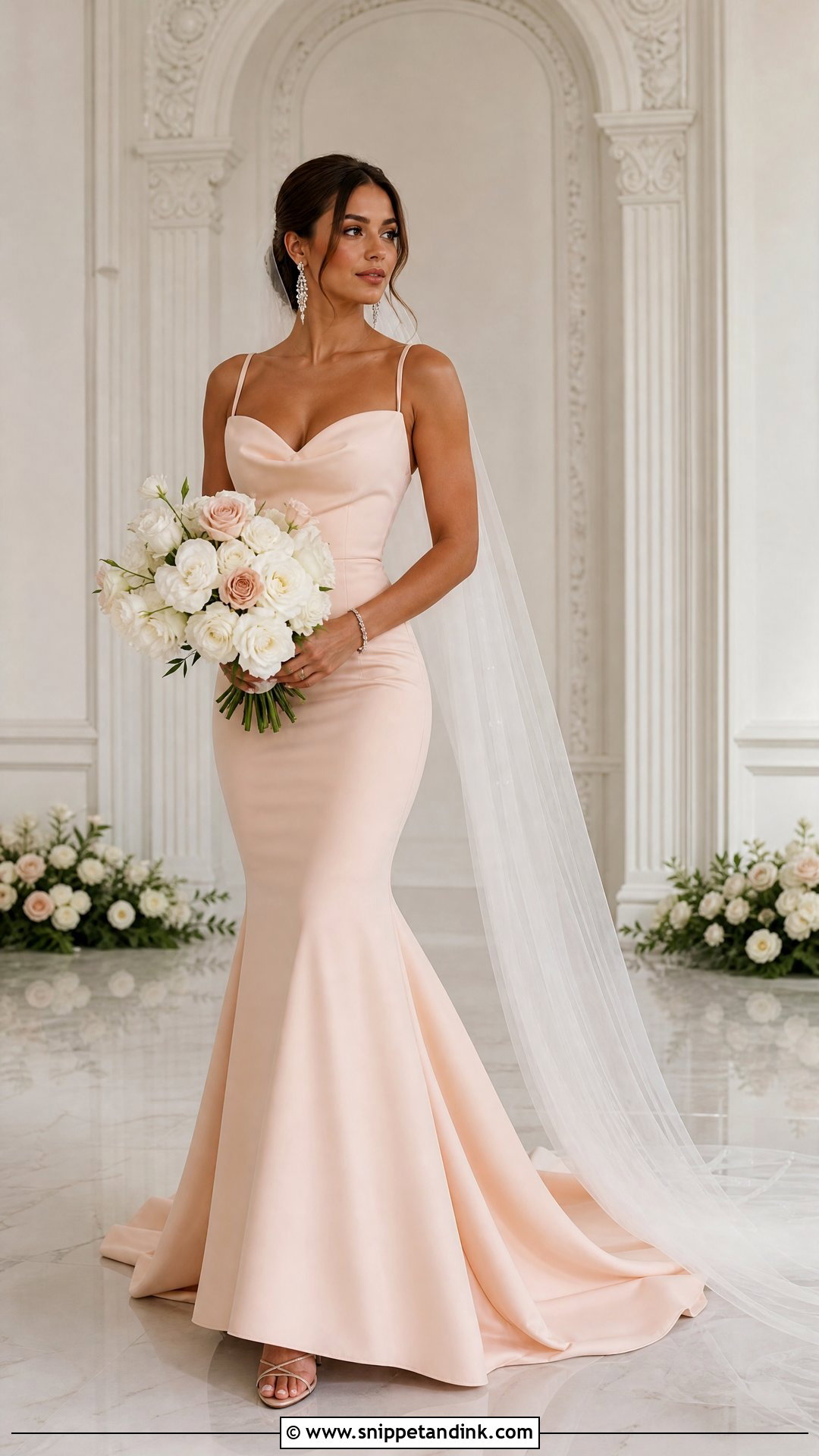 Peach Mermaid Wedding Dress - Snippet and Ink - 25 Peach Wedding Dress Ideas
