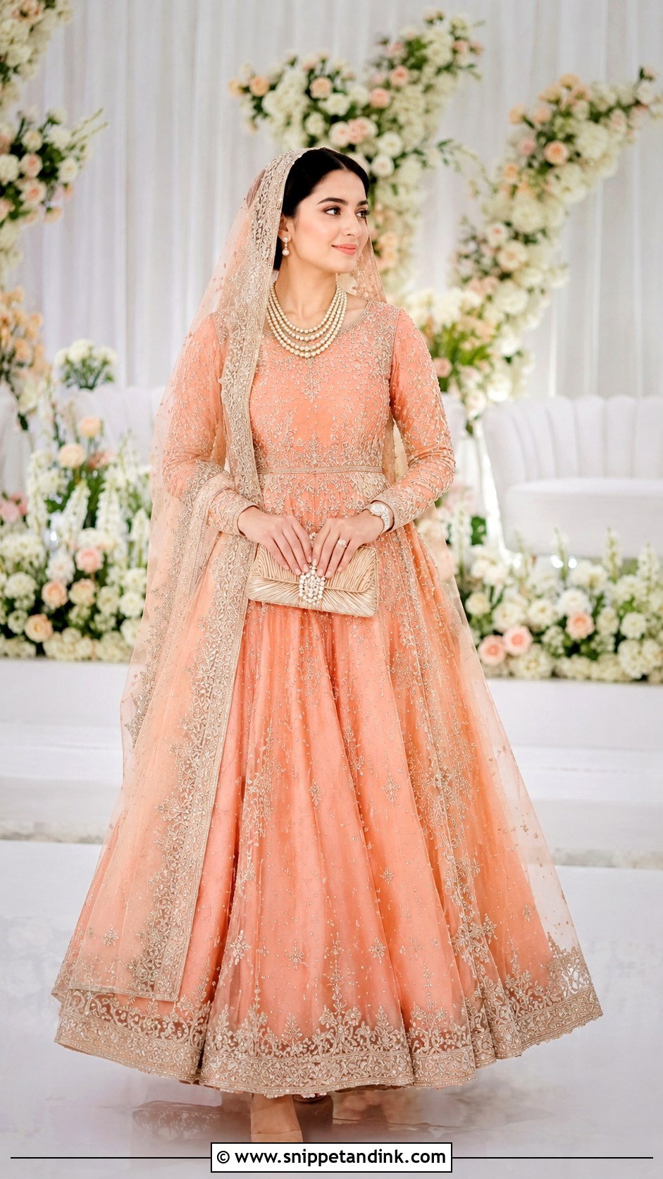 Peach Muslim Wedding Lehenga - Snippet and Ink - 30 Indian Muslim Wedding Dresses
