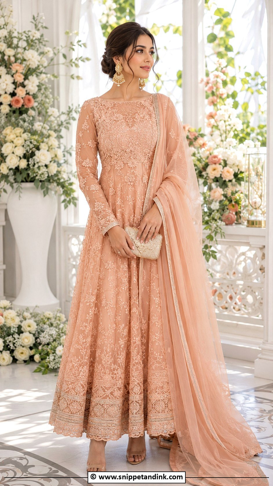 Peach Nikah Anarkali Outfit - Snippet and Ink - 35 Nikah Outfit Ideas