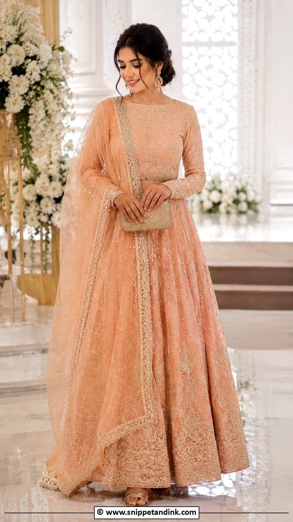 Peach Nikah Lehenga - Snippet and Ink - 35 Nikah Dress Ideas