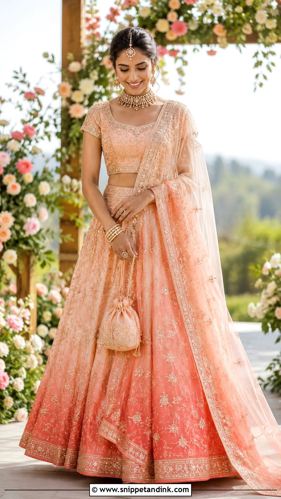 Peach Ombre Bridal Lehenga - Snippet and Ink - 20 Bride Lahenga Design Ideas