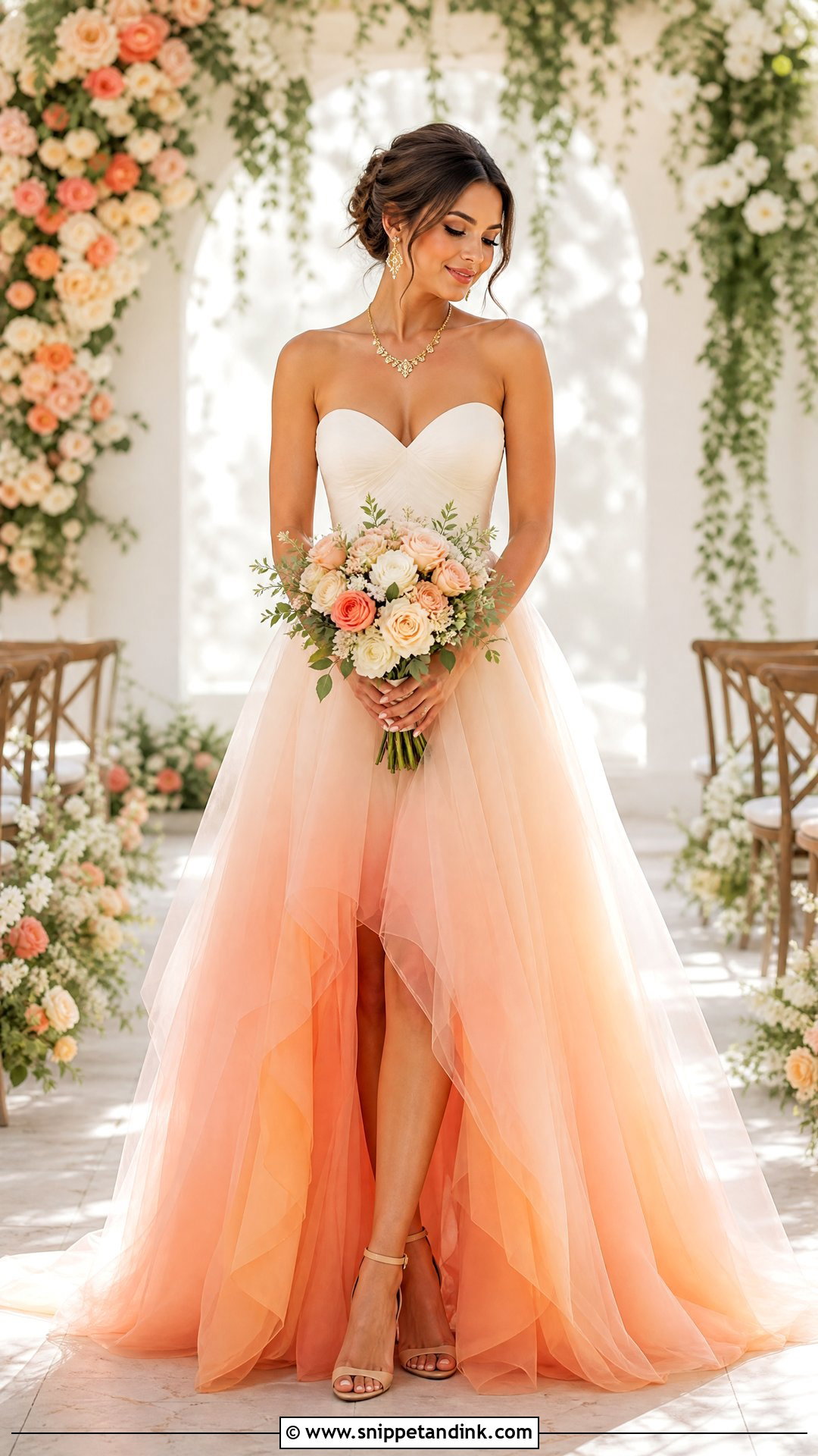 Peach Ombre Wedding Dress - Snippet and Ink - 25 Ombre Wedding Dress Ideas