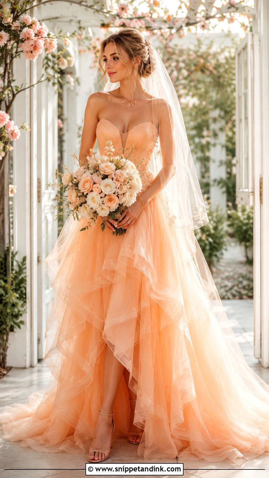 Peach Orange Tulle Wedding Dress - Snippet and Ink - 25 Orange Wedding Dress Ideas