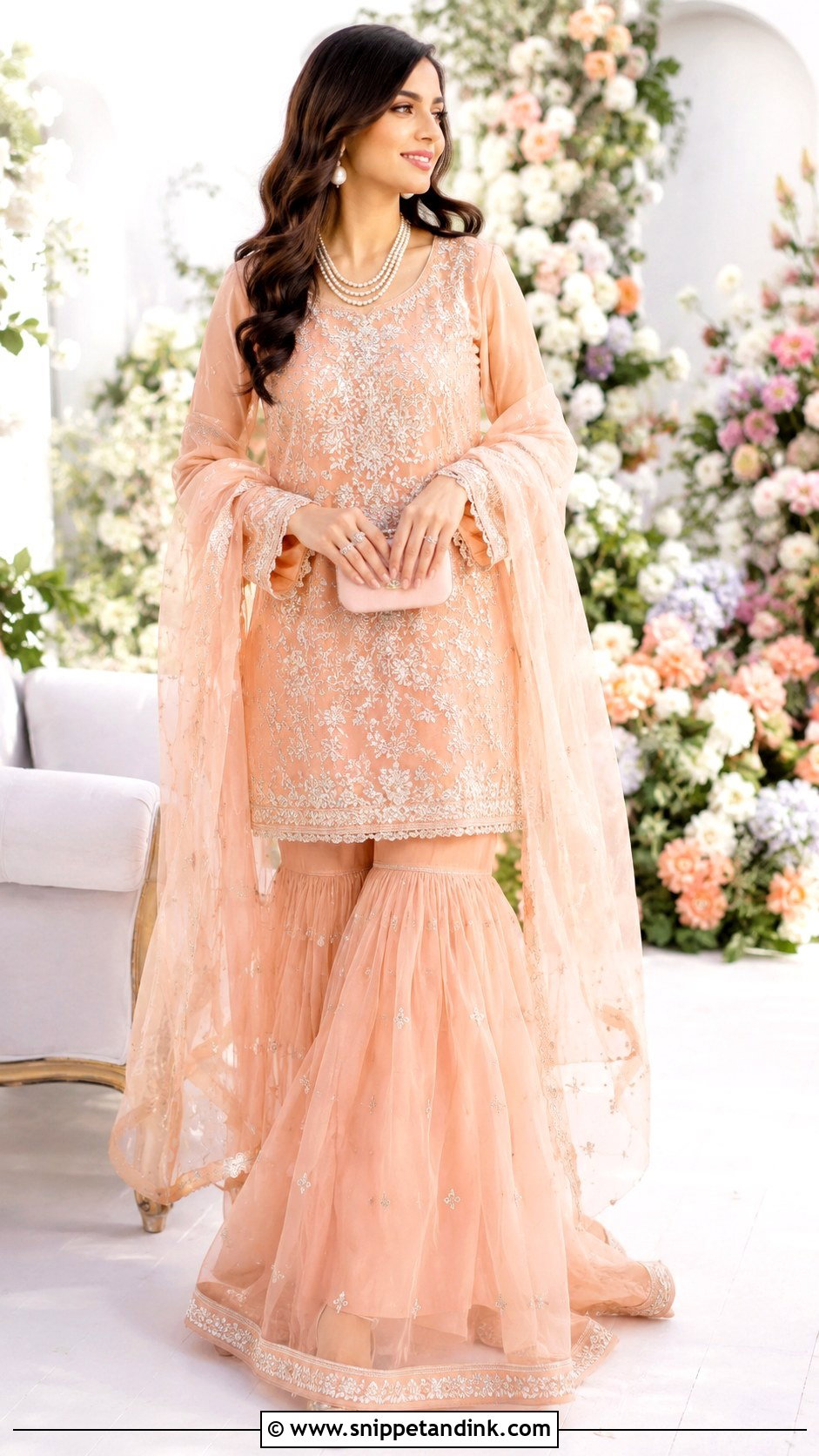 Peach Organza Dress For Sisters - Snippet and Ink - 25 Pakistani Wedding Dresses Sisters