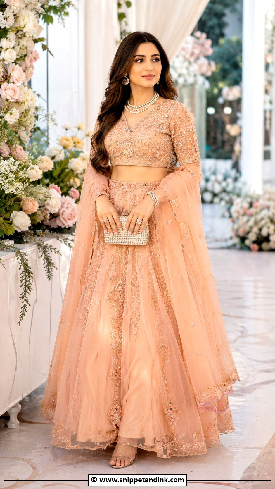 Peach Organza Lehenga Barat Dress - Snippet and Ink - 30 Barat Dresses Pakistani for Sisters