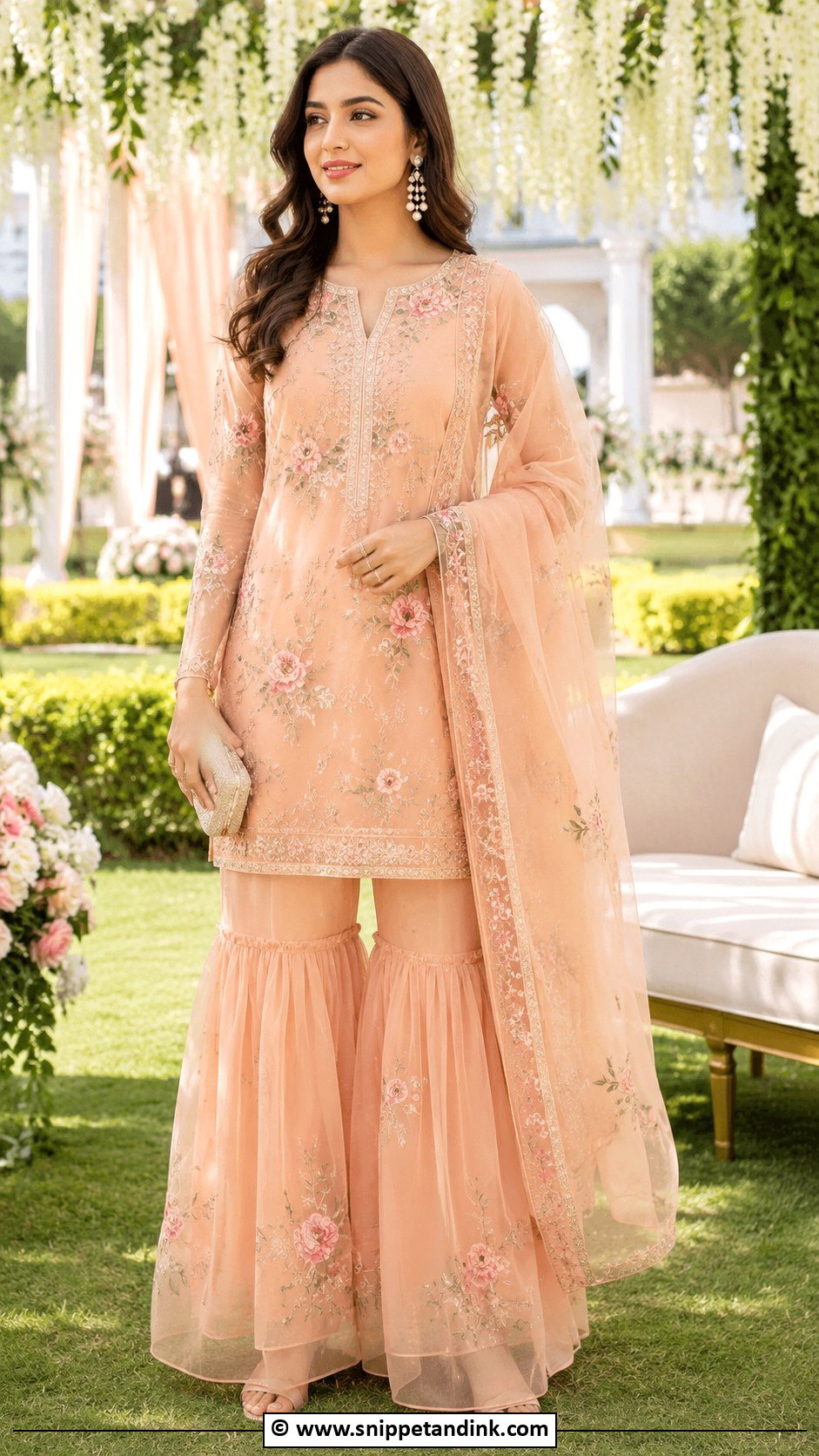 Peach Organza Sarara Outfit - Snippet and Ink - 30 Sarara Dress Indian Weddings Ideas