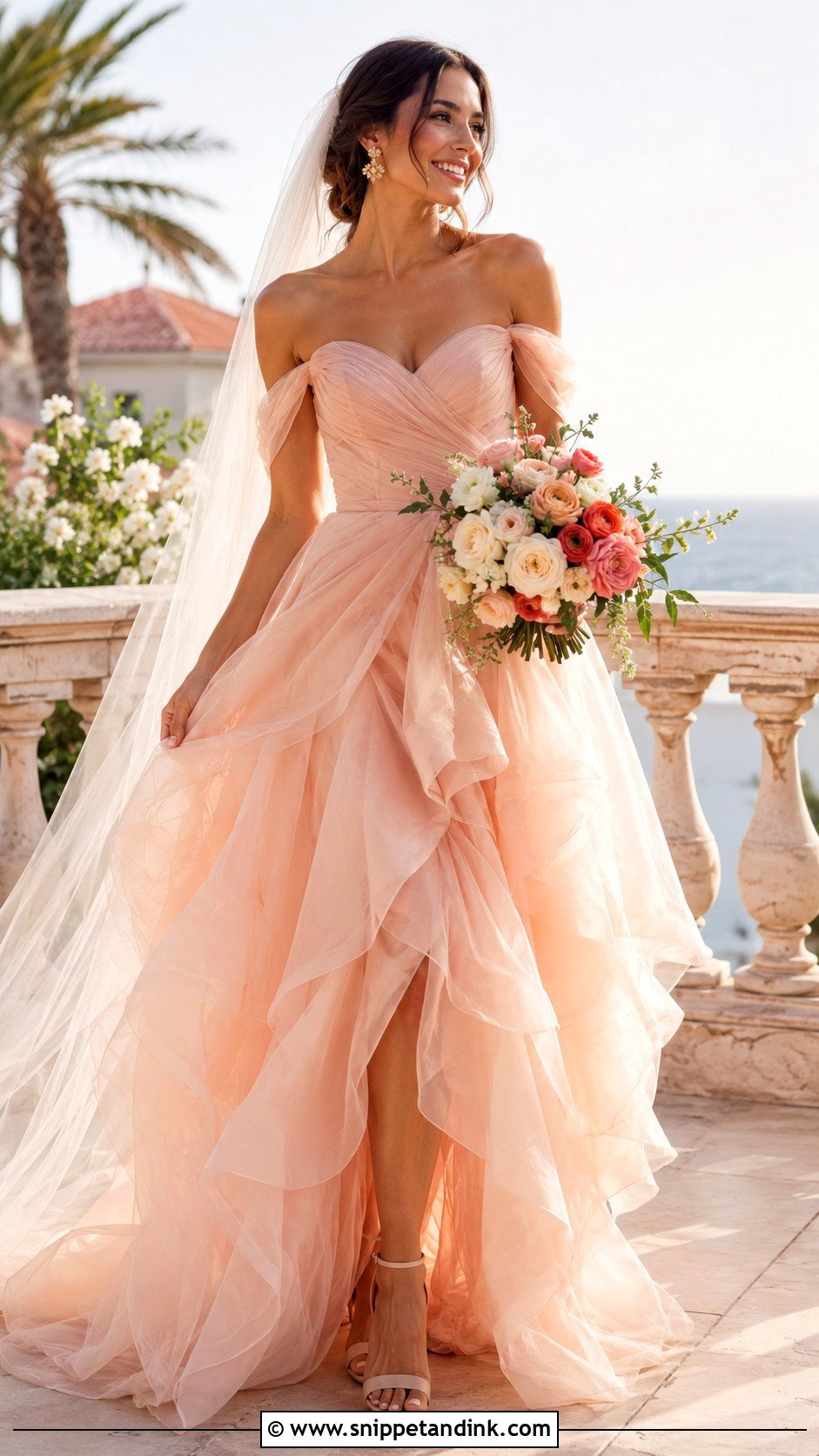 Peach Organza Wedding Dress - Snippet and Ink - 20 Colour Wedding Dress Ideas