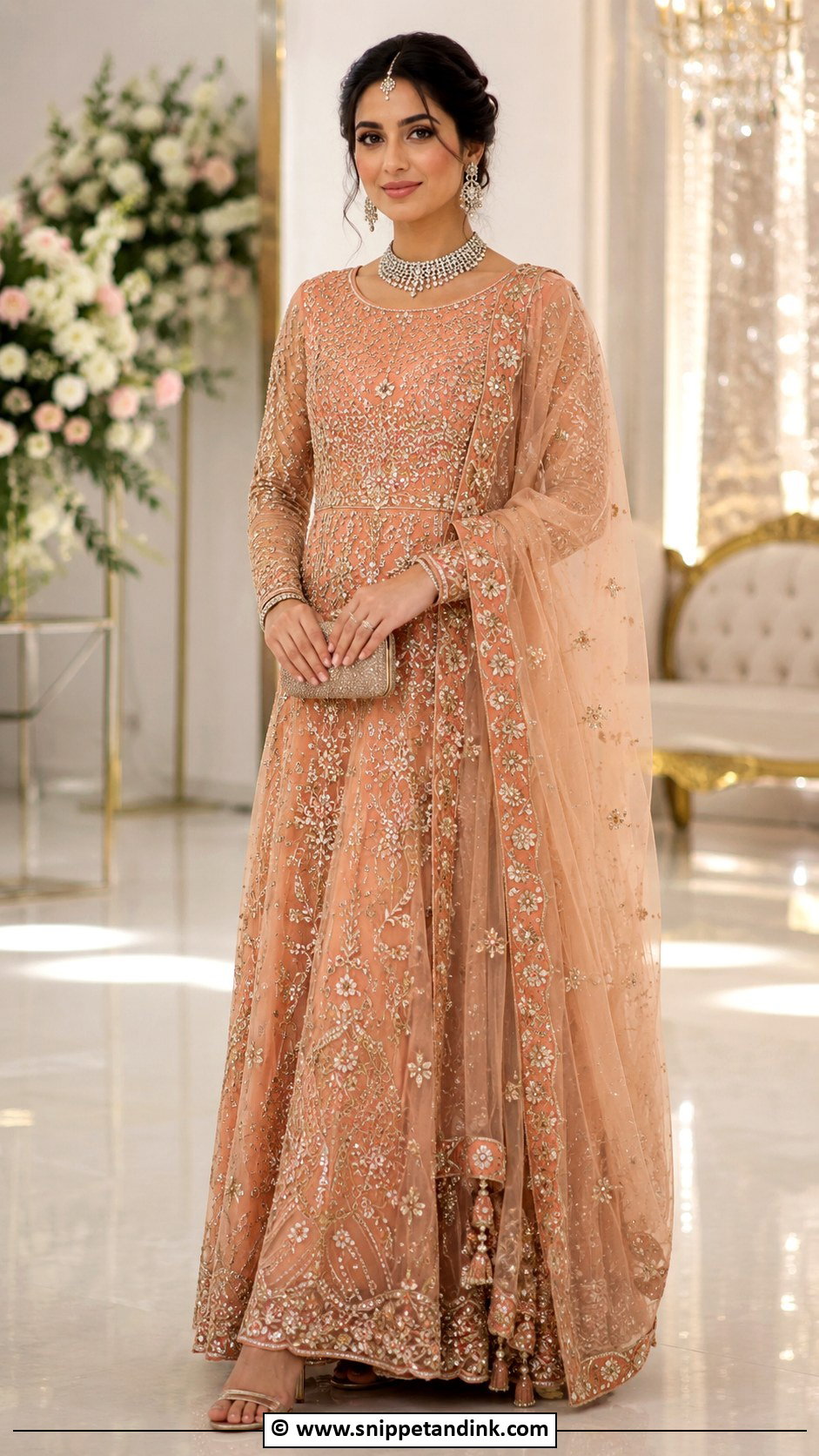 Peach Pakistani Bridal Maxi - Snippet and Ink - 35 Pakistani Bridal Wear Ideas