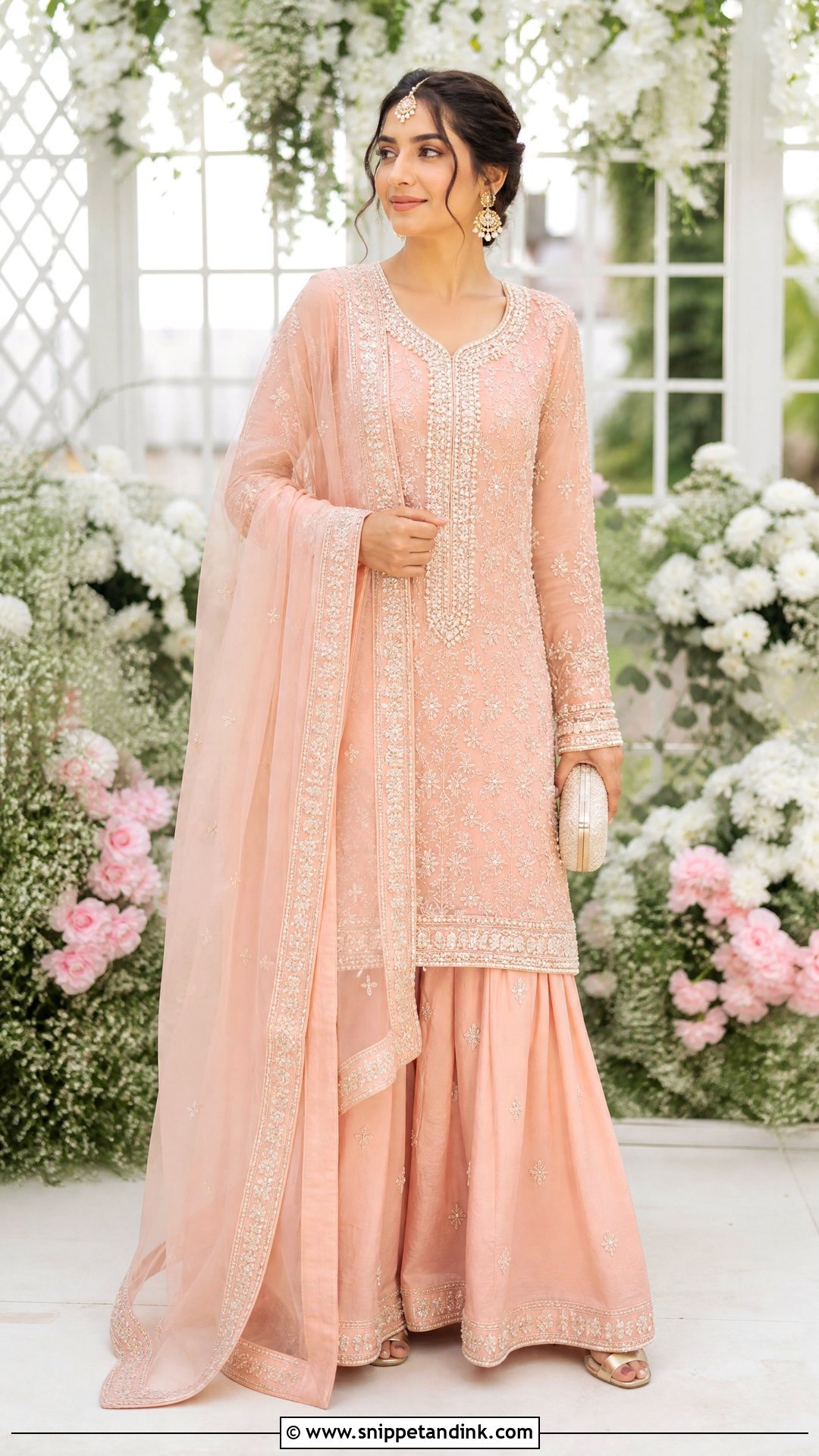 Peach Pakistani Bridal Palazzo Suit - Snippet and Ink - 20 Pakistani Bridal Suits