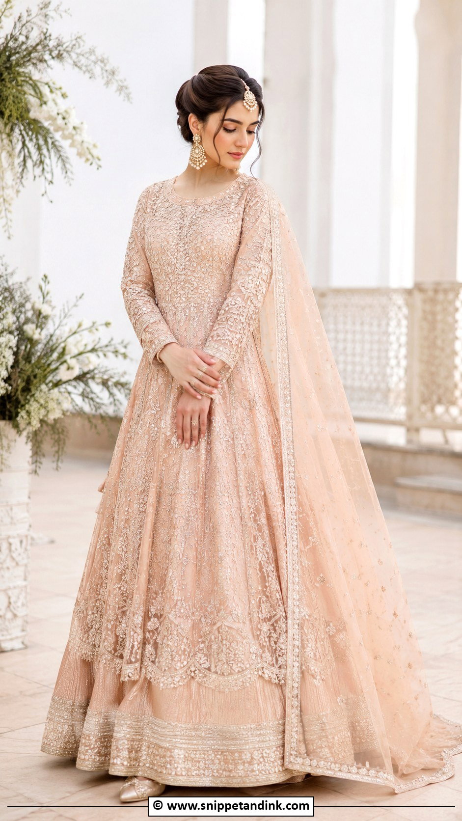 Peach Pakistani Bridal Pishwas - Snippet and Ink - 30 Pakistani Bridal Dresses
