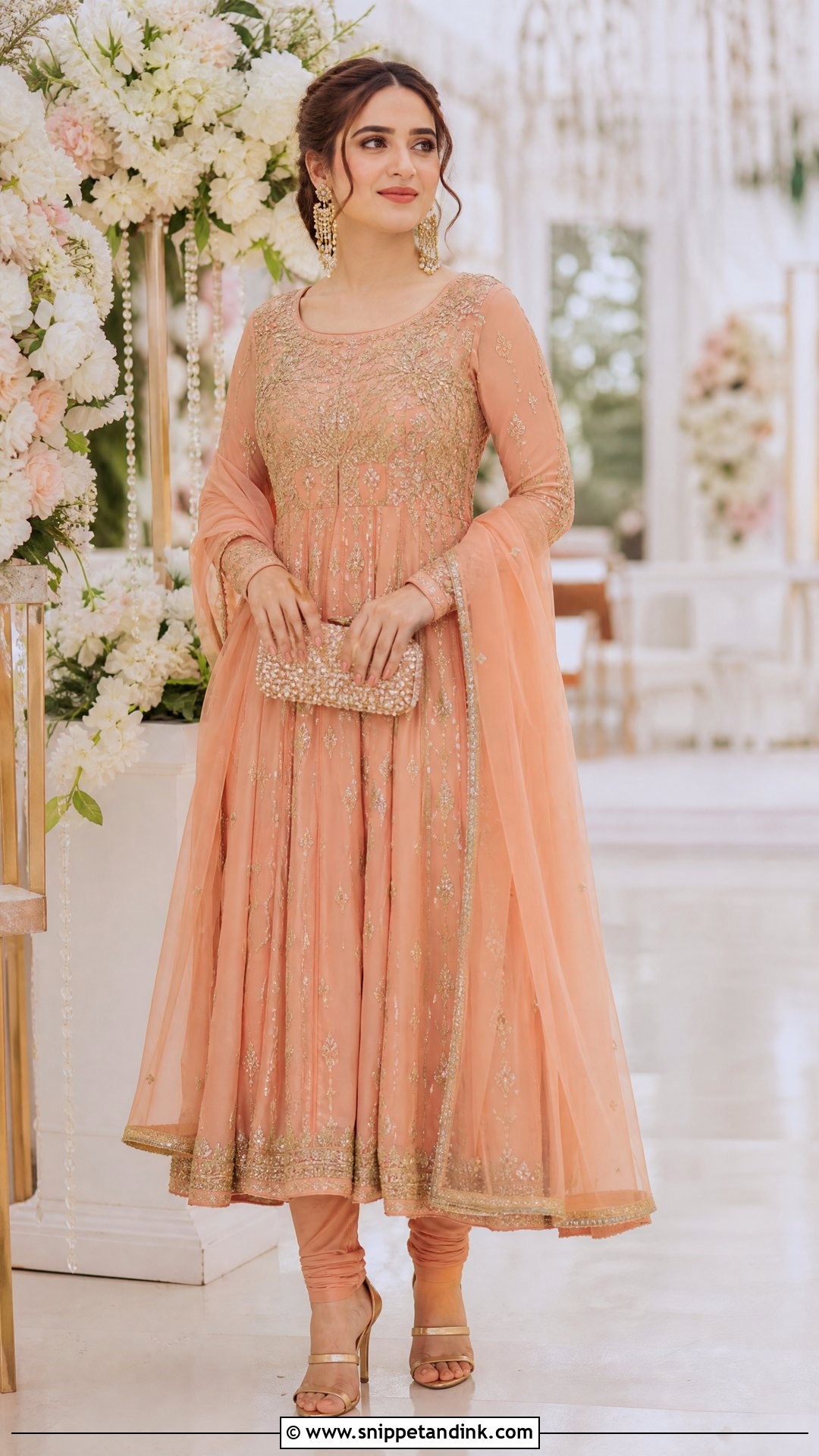 Peach Pakistani Wedding Anarkali Dress - Snippet and Ink - 25 Simple Pakistani Wedding Dress Ideas