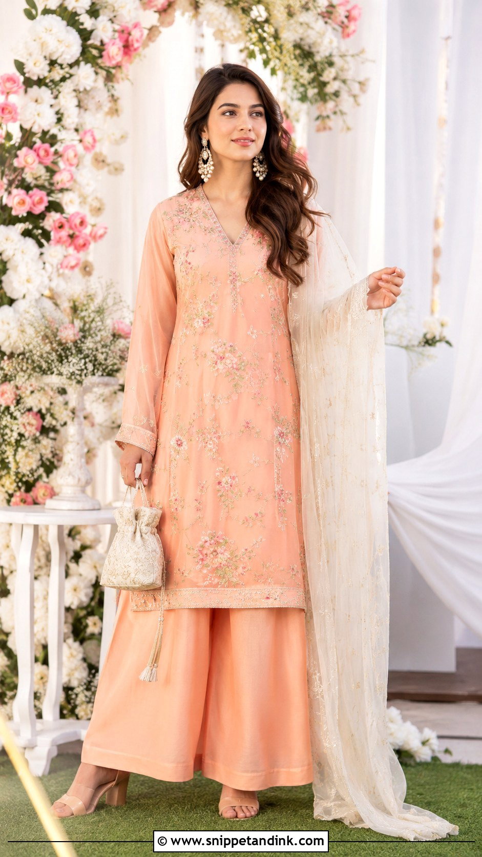 Peach Palazzo Suit Jal Ceremony Outfit - Snippet and Ink - 20 Jal Ceremony Outfit Ideas