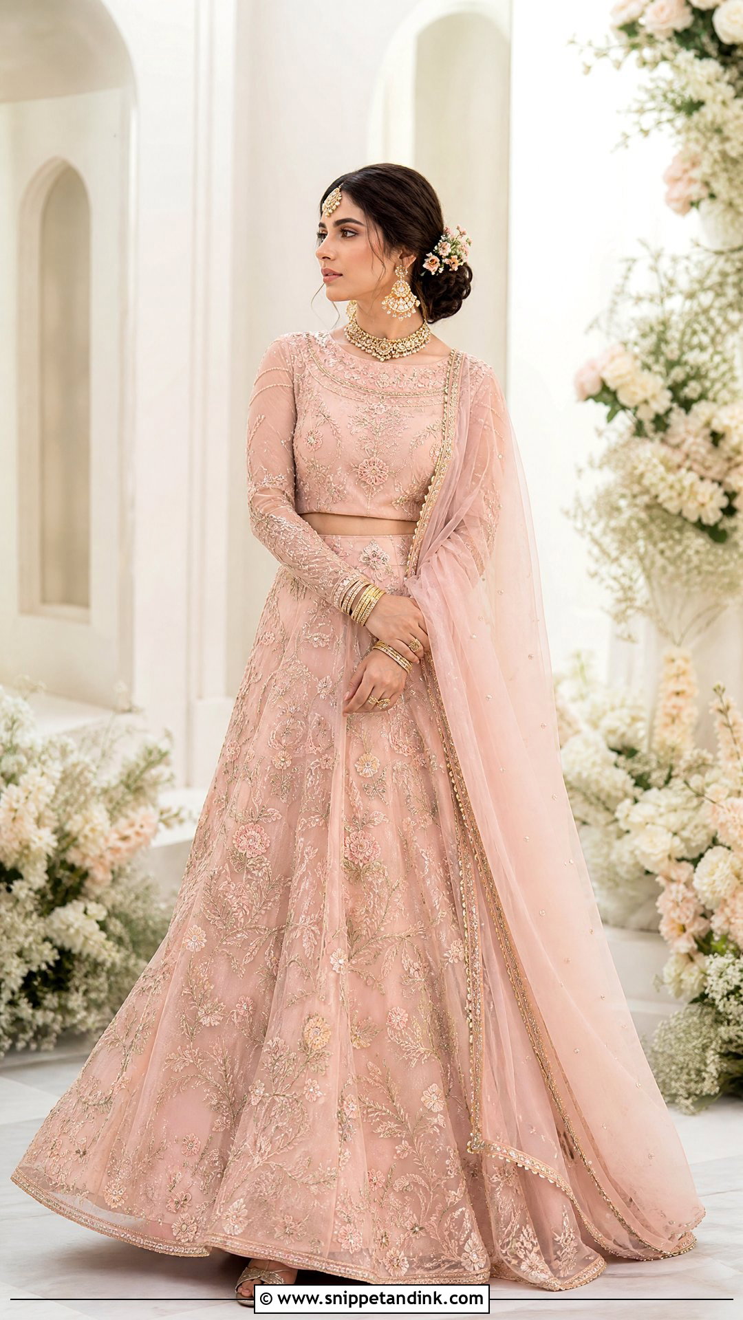Peach Pastel Nikkah Lehenga - Snippet and Ink - 20 Pastel Nikkah Outfit Ideas