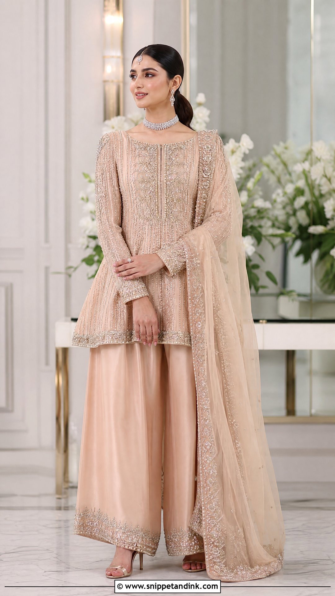 Peach Peplum Sharara Bridal Dress - Snippet and Ink - 20 Pakistani Bride Dresses
