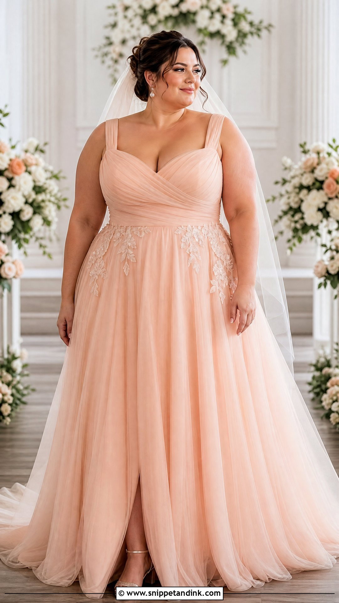 Peach Plus Size Wedding Dress - Snippet and Ink - 25 Peach Wedding Dress Ideas
