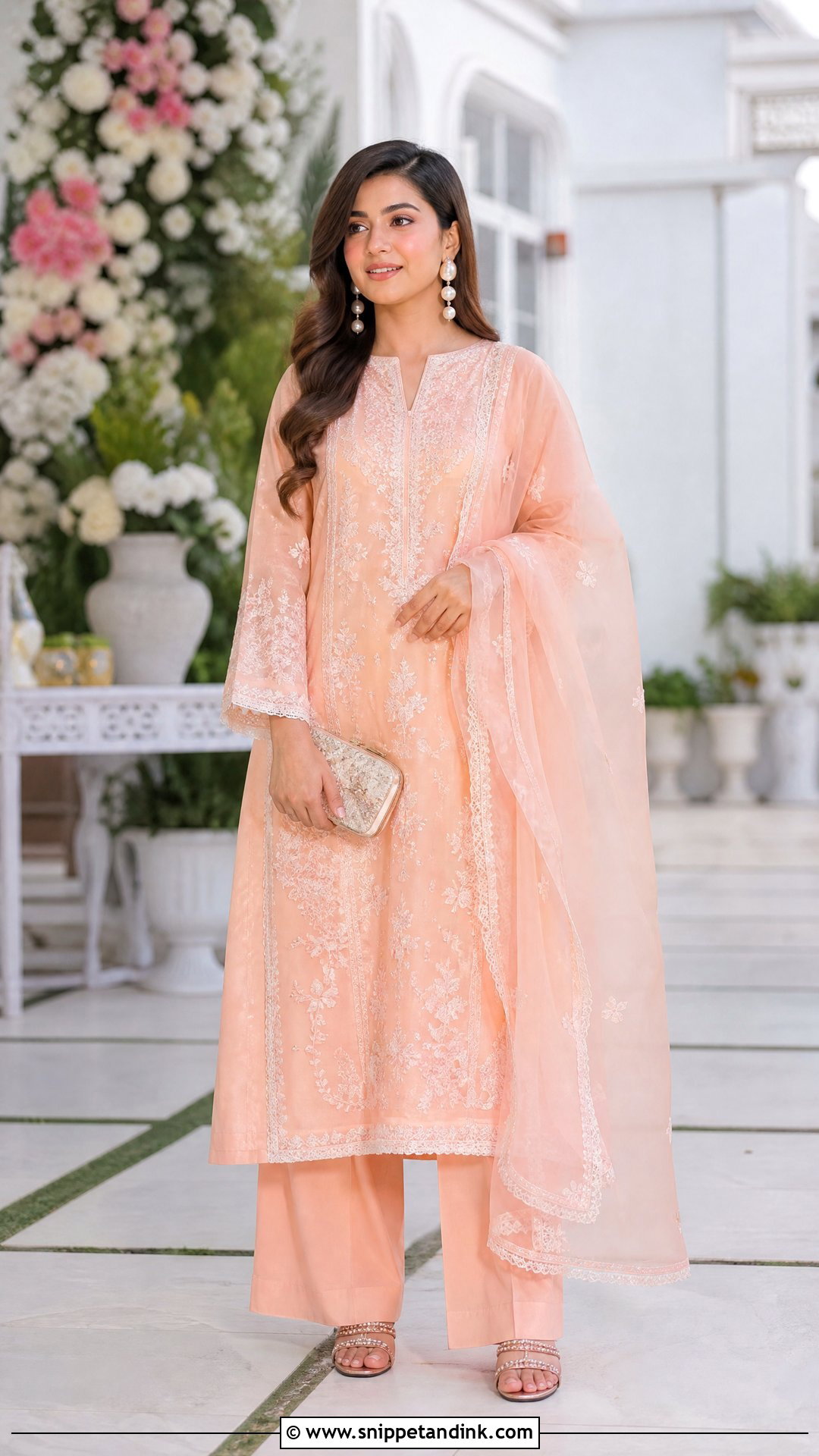Peach Punjabi Chikankari Suit For Wedding - Snippet and Ink - 25 Trending Punjabi Suits for Wedding