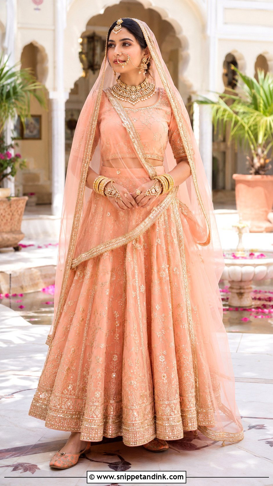 Peach Rajput Bridal Poshak - Snippet and Ink - 20 Royal Rajput Bride Ideas