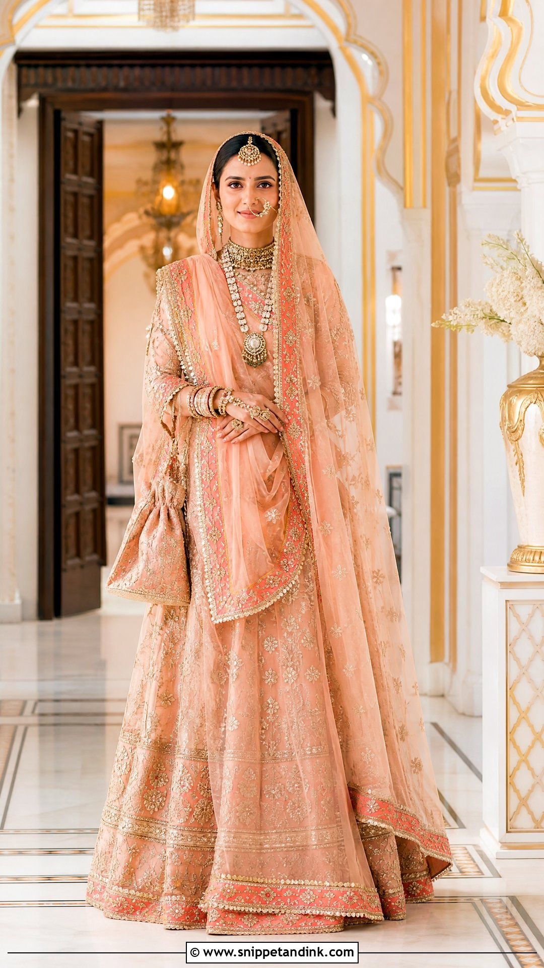 Peach Rajputana Reception Look - Snippet and Ink - 20 Rajputana Bride Ideas