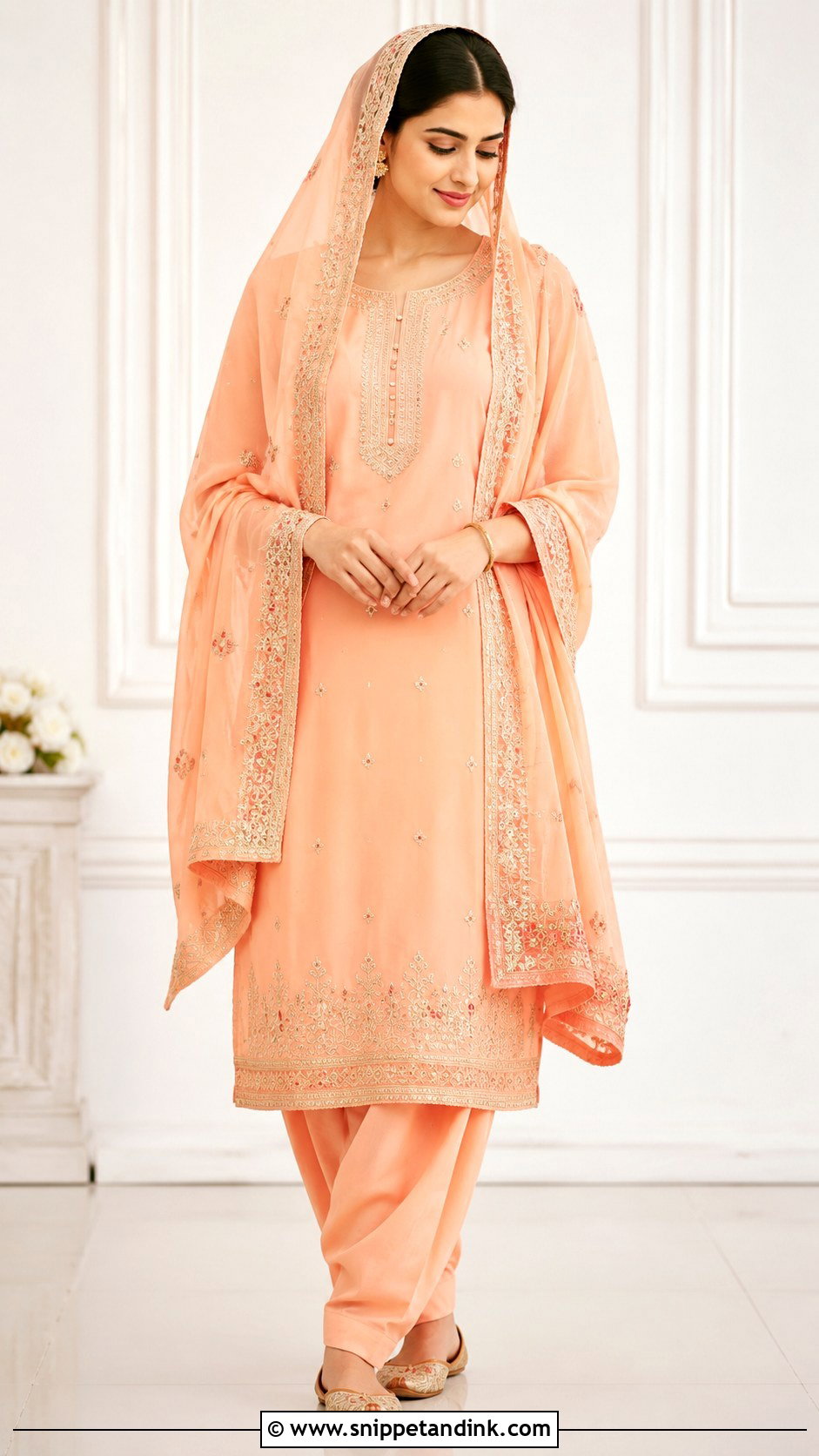 Peach Salwar Suit Anand Karaj Outfit - Snippet and Ink - 30 Anand Karaj Outfit Ideas