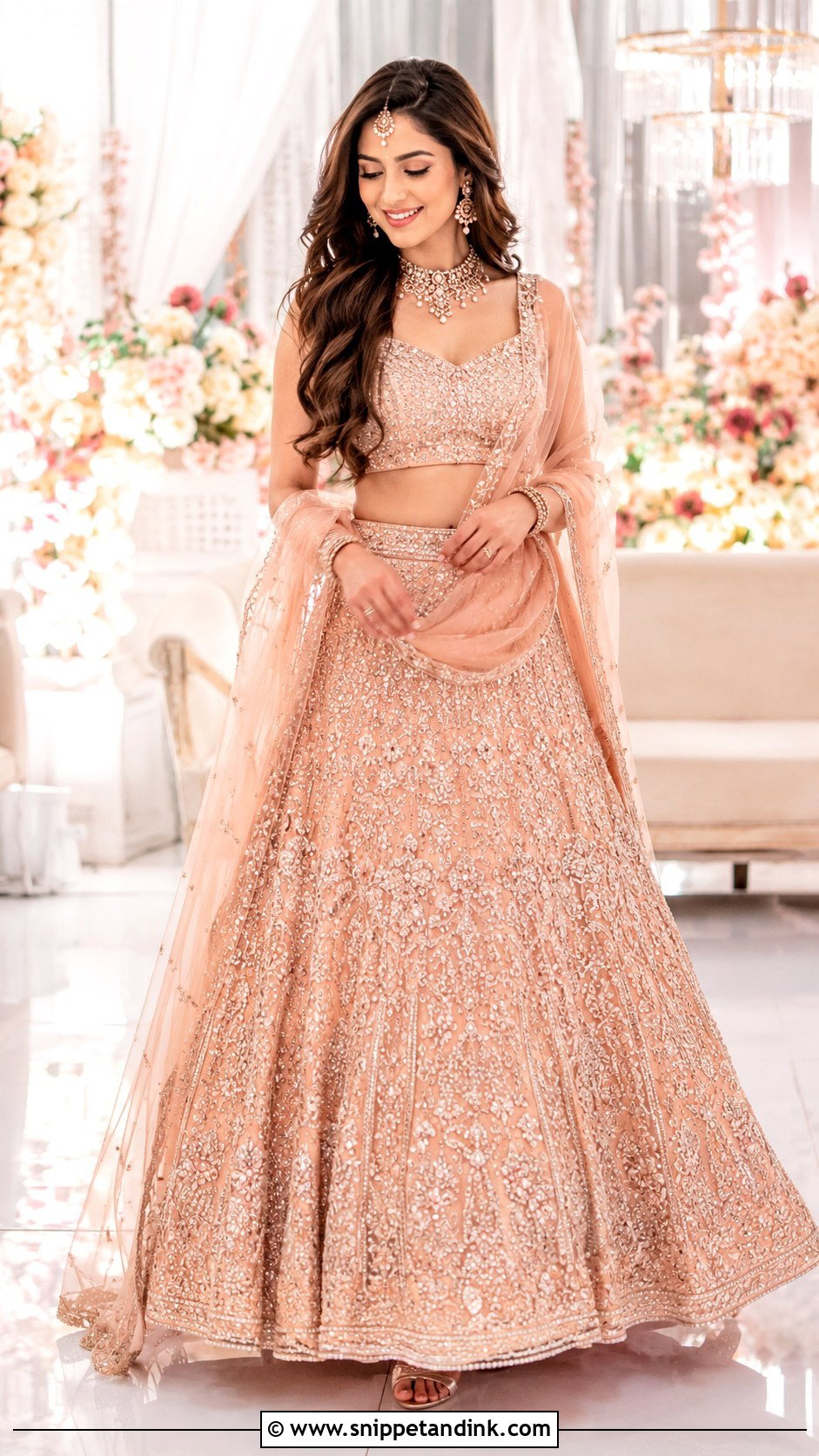 Peach Sangeet Lehenga - Snippet and Ink - 25 Sangeet Outfits for Bride