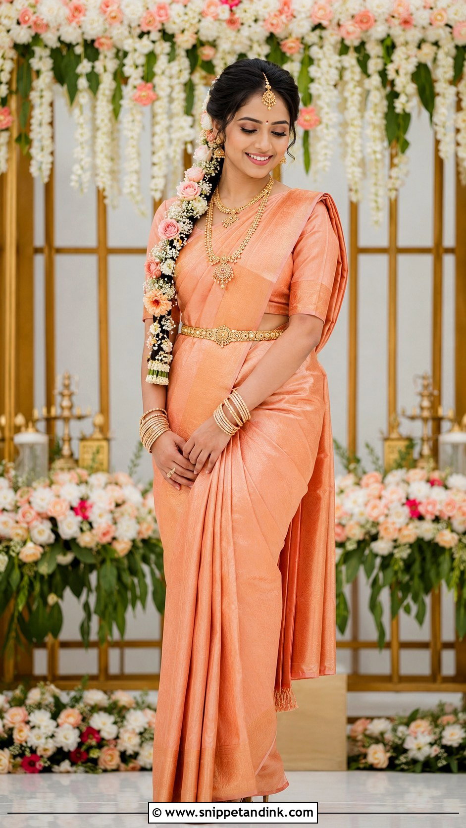 Peach Saree Moggina Jade Bride - Snippet and Ink - 25 Moggina Jade Brides Ideas