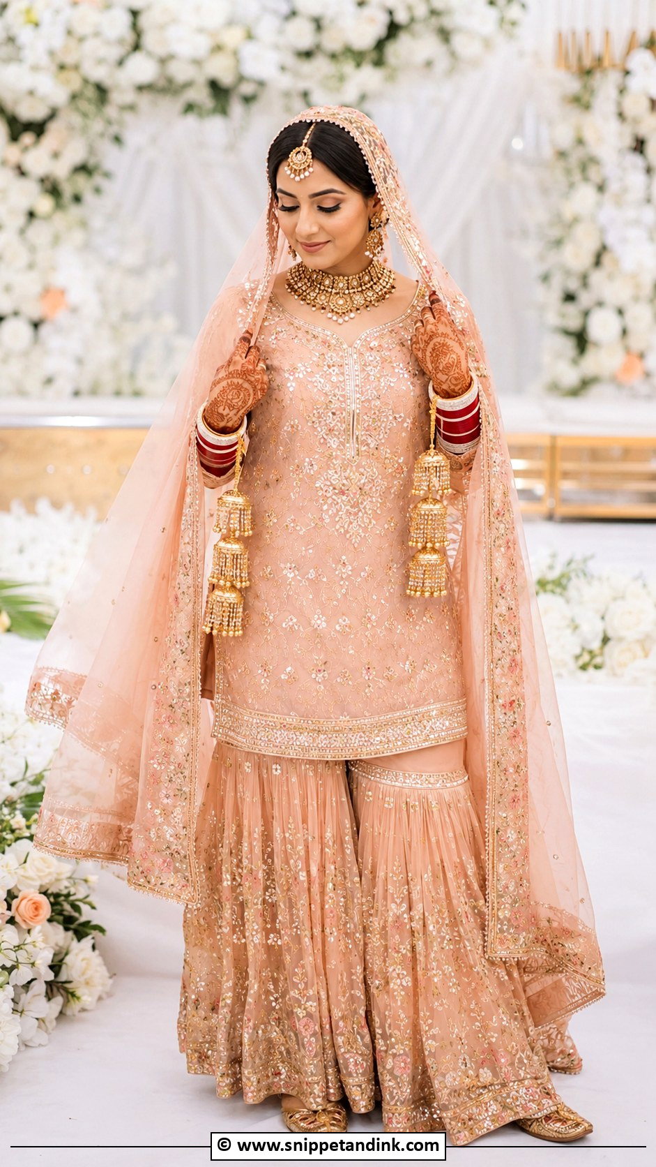 Peach Sharara Bridal Suit - Snippet and Ink - 25 Bridal Suits Punjabi Sikh Bride