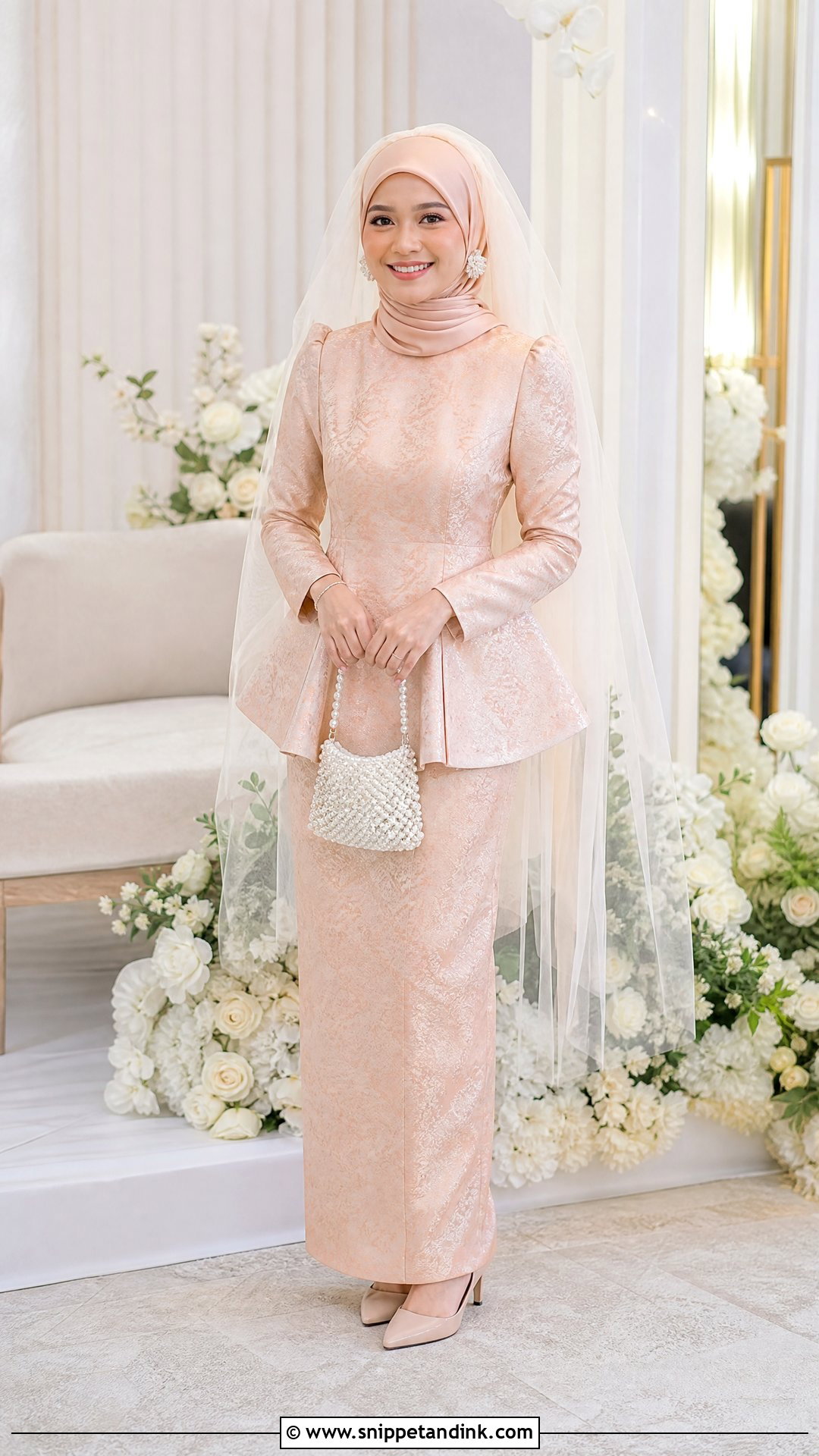 Peach Songket Peplum Set - Snippet and Ink - 20 Wedding Songket Ideas