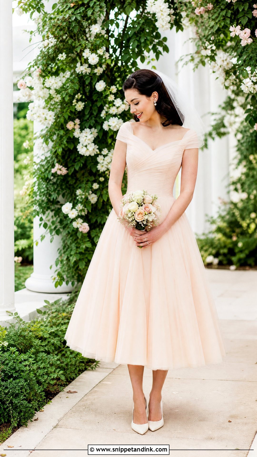 Peach Tea Length Wedding Dress - Snippet and Ink - 25 Peach Wedding Dress Ideas