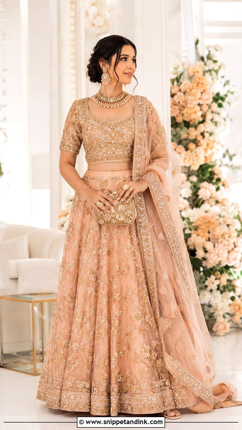 Peach Tissue Walima Bridal Lehenga - Snippet and Ink - 20 Walima Brides Ideas