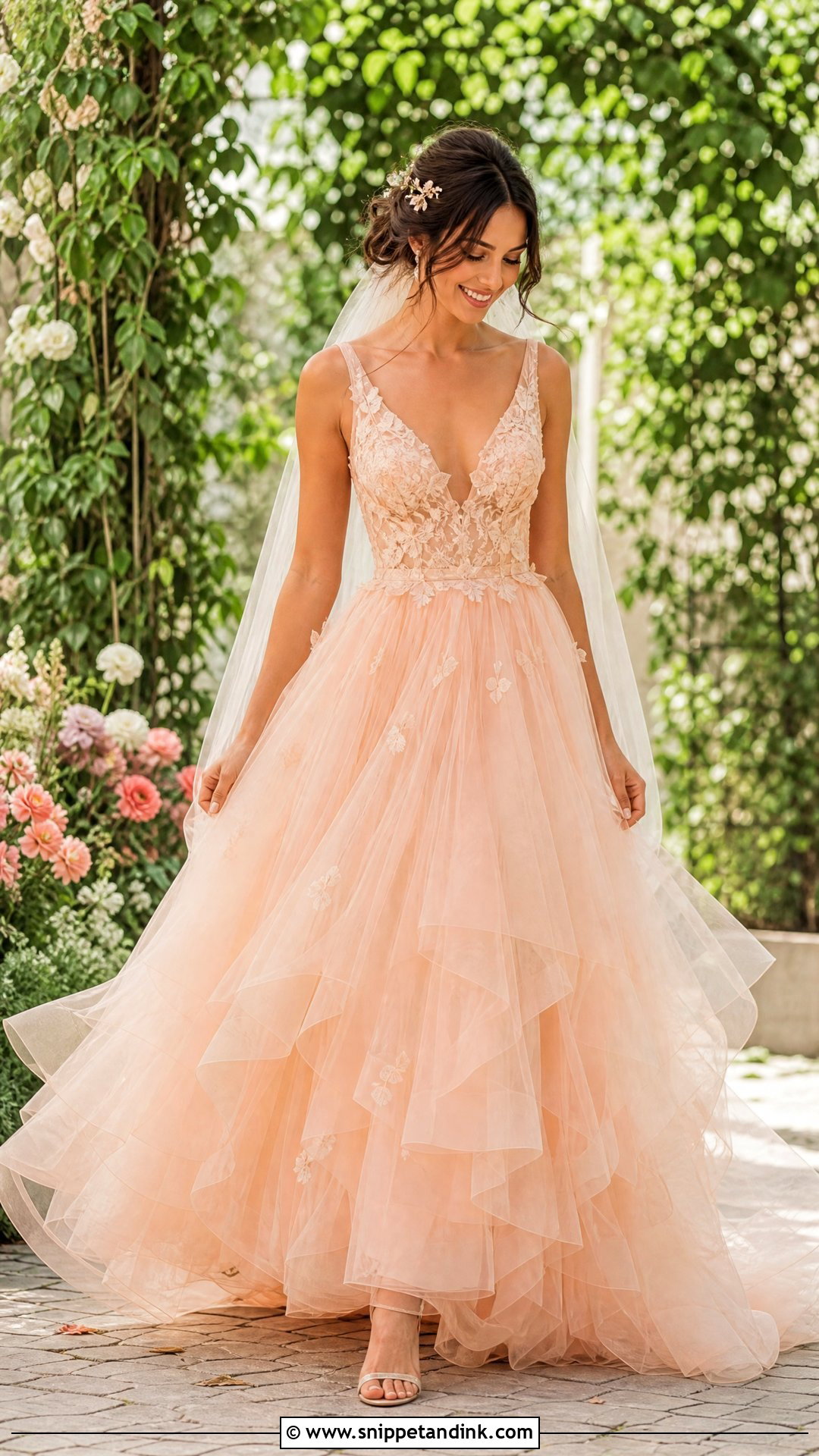 Peach Tulle Wedding Dress - Snippet and Ink - 25 Peach Wedding Dress Ideas
