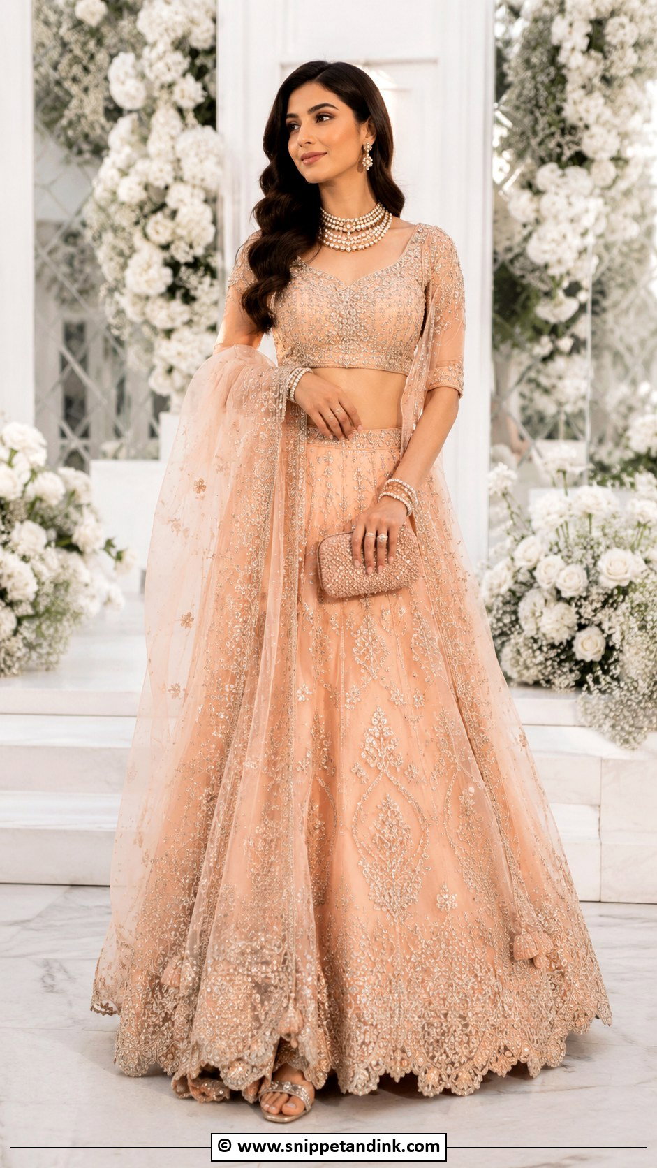Peach Valima Bridal Lehenga - Snippet and Ink - 30 Valima Bridal Dress Pakistan Ideas