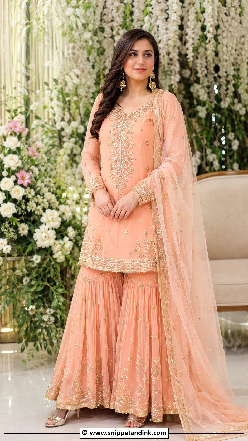 Peach Valima Gharara - Snippet and Ink - 25 Valima Dress Ideas