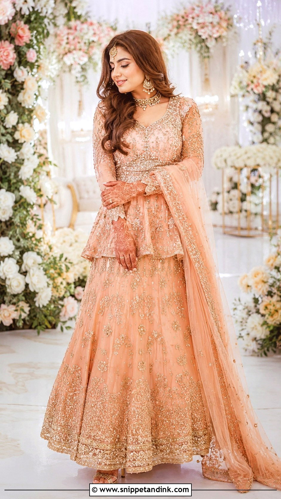 Peach Valima Lehenga Dress - Snippet and Ink - 25 Valima Dress for Bride Ideas