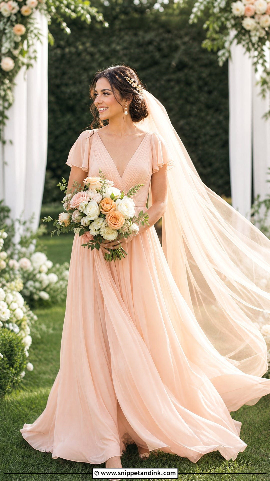 Peach Wedding Dress - Snippet and Ink - 20 Wedding Dresses Not White Colour