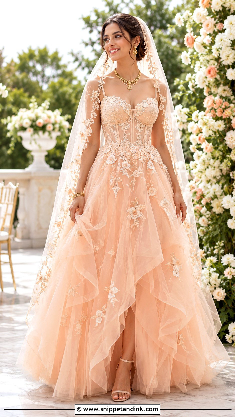 Peach Wedding Dress - Snippet and Ink - 20 Different Color Wedding Dresses