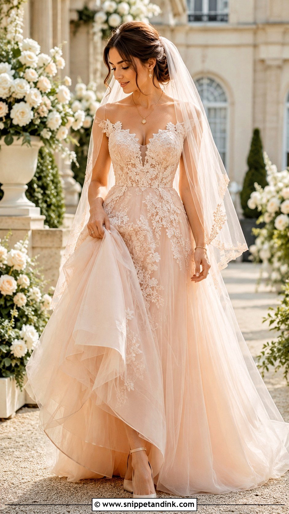 Peach Wedding Gown - Snippet and Ink - 25 Colored Wedding Gowns