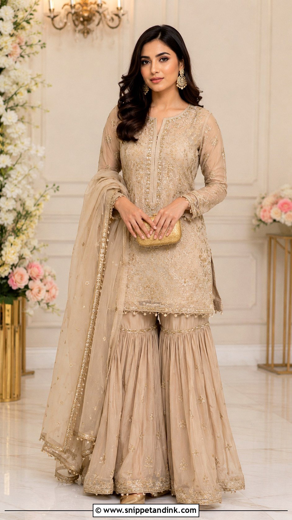 Peach Wedding Guest Anarkali Dress - Snippet and Ink - 30 Pakistani Wedding Dress Ideas