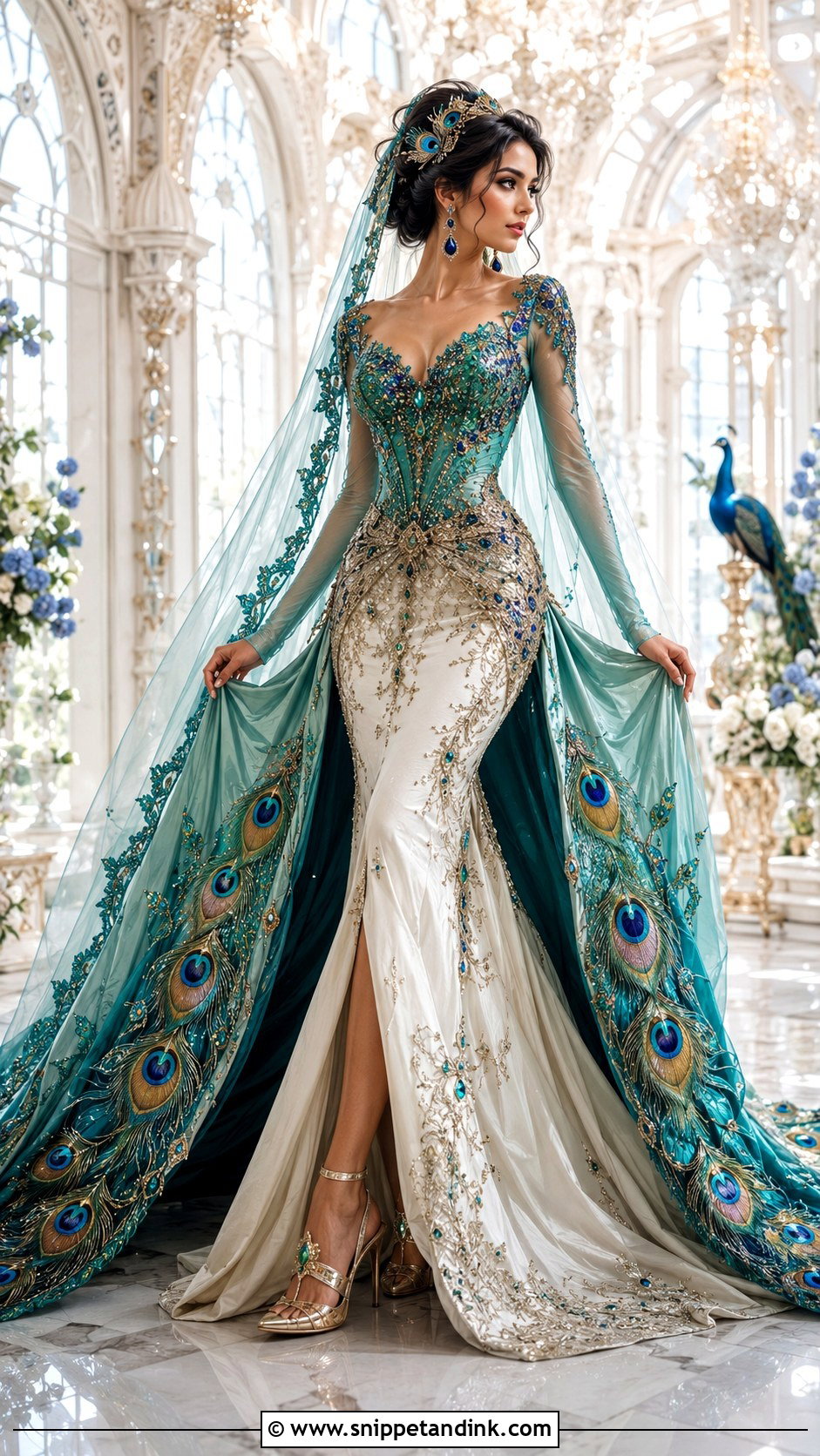 Peacock Fantasy Wedding Dress Art - Snippet and Ink - 20 Fantasy Wedding Dress Art Ideas