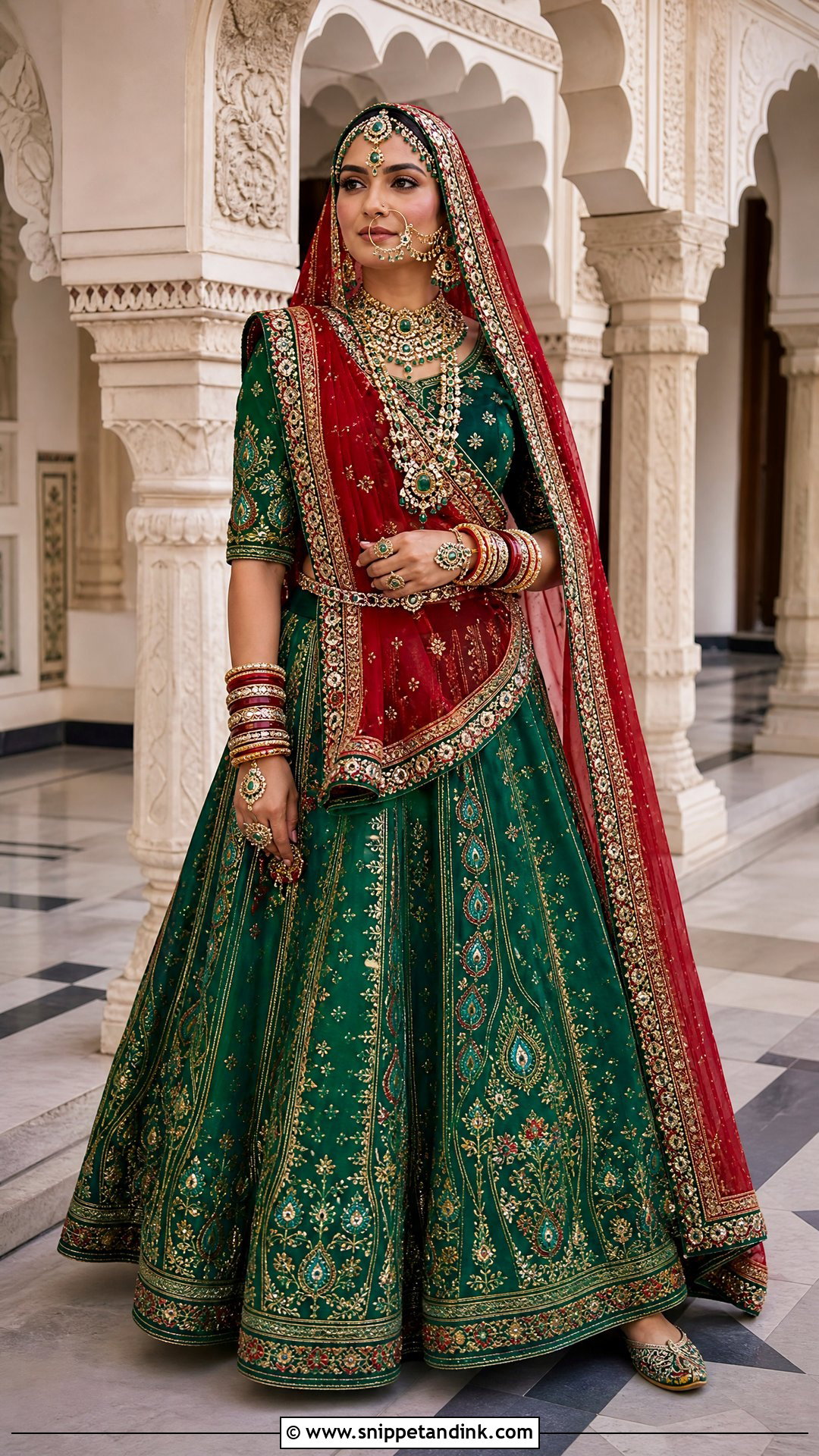 Peacock Green Rajputi Bridal Poshak - Snippet and Ink - 20 Rajputi Bridal Poshak Ideas