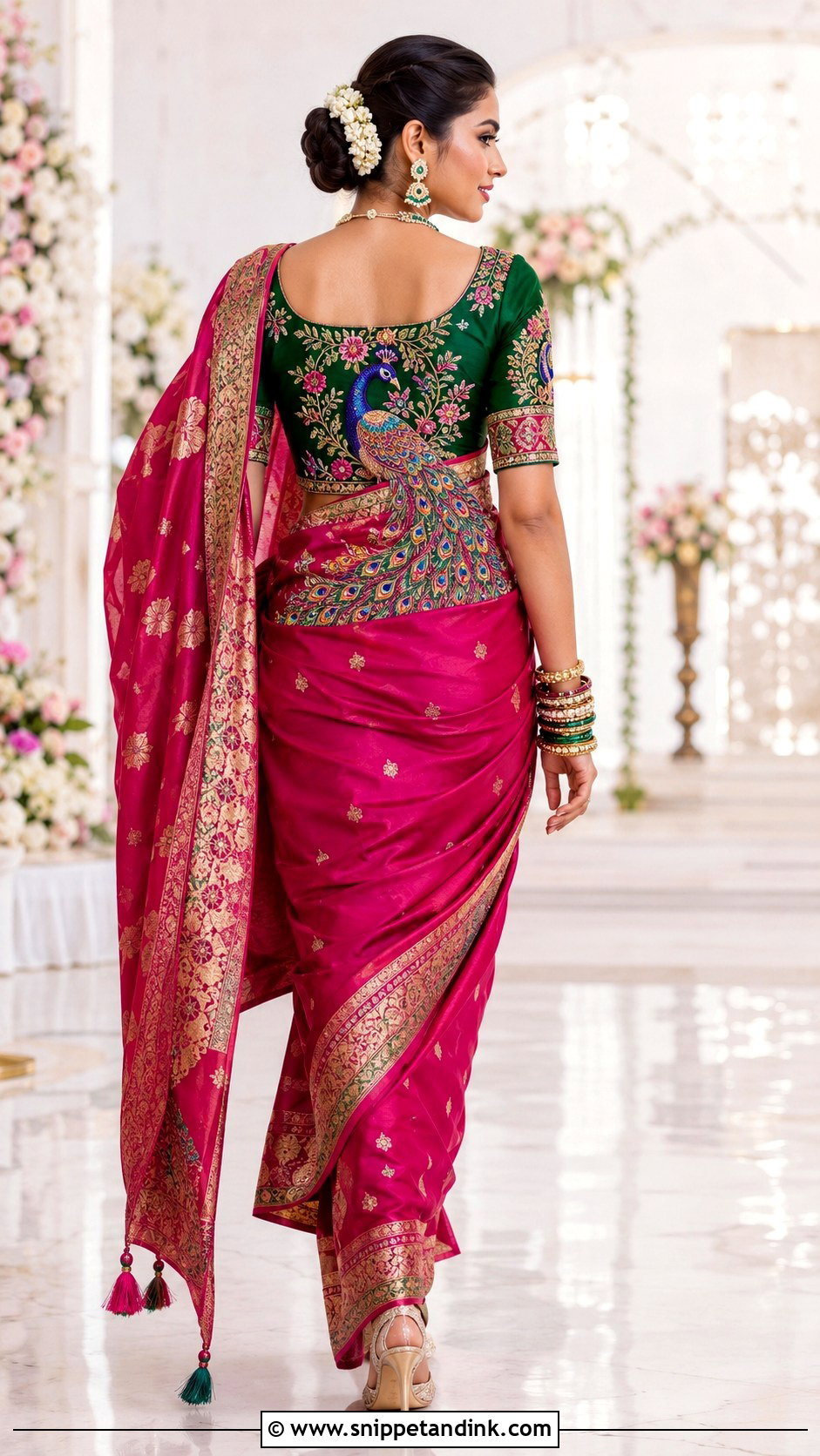 Peacock Motif Bridal Blouse - Snippet and Ink - 20 Brides Wedding Blouse Designs