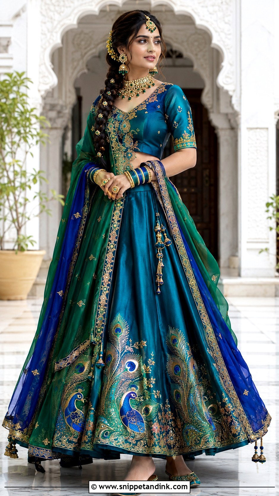 Peacock Teal Bridal Chaniya Choli - Snippet and Ink - 20 Bridal Chaniya Choli Ideas