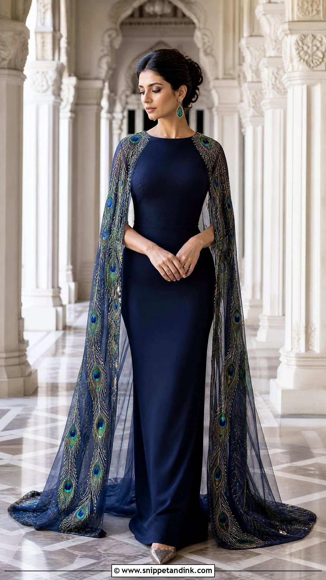 Peacock Wedding Dress With Cape - Snippet and Ink - 20 Peacock Wedding Dresses